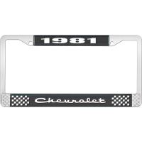 1981 CHEVROLET BLACK AND CHROME LICENSE PLATE FRAME WITH WHI