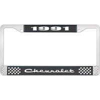1991 CHEVROLET BLACK AND CHROME LICENSE PLATE FRAME WITH WHI
