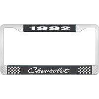 1992 CHEVROLET BLACK AND CHROME LICENSE PLATE FRAME WITH WHI