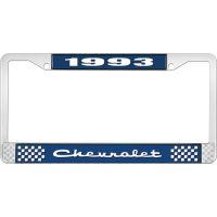 1993 CHEVROLET BLUE AND CHROME LICENSE PLATE FRAME WITH WHIT