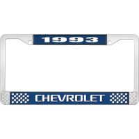 1993 CHEVROLET BLUE AND CHROME LICENSE PLATE FRAME WITH WHIT
