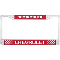 1993 CHEVROLET RED  AND  CHROME LICENSE PLATE FRAME WITH WHI