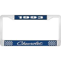 1993 CHEVROLET BLUE AND CHROME LICENSE PLATE FRAME WITH WHIT