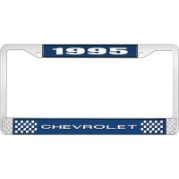 1995 CHEVROLET BLUE AND CHROME LICENSE PLATE FRAME WITH WHIT