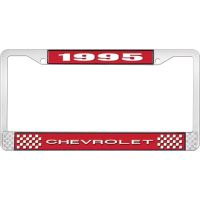 1995 CHEVROLET RED  AND  CHROME LICENSE PLATE FRAME WITH WHI