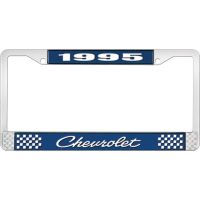 1995 CHEVROLET BLUE AND CHROME LICENSE PLATE FRAME WITH WHIT