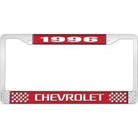 1996 CHEVROLET RED  AND  CHROME LICENSE PLATE FRAME WITH WHI