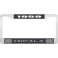 1959 IMPALA BLACK AND CHROME LICENSE PLATE FRAME WITH WHITE