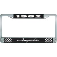 1962 IMPALA BLACK AND CHROME LICENSE PLATE FRAME WITH WHITE