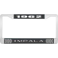 1962 IMPALA BLACK AND CHROME LICENSE PLATE FRAME WITH WHITE