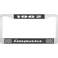 1962 IMPALA BLACK AND CHROME LICENSE PLATE FRAME WITH WHITE