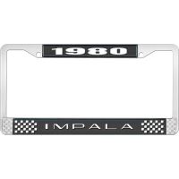 1980 IMPALA BLACK AND CHROME LICENSE PLATE FRAME WITH WHITE