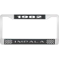 1982 IMPALA BLACK AND CHROME LICENSE PLATE FRAME WITH WHITE