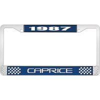 1987 CAPRICE BLUE AND CHROME LICENSE PLATE FRAME WITH WHITE