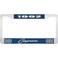 1992 CAPRICE BLUE AND CHROME LICENSE PLATE FRAME WITH WHITE